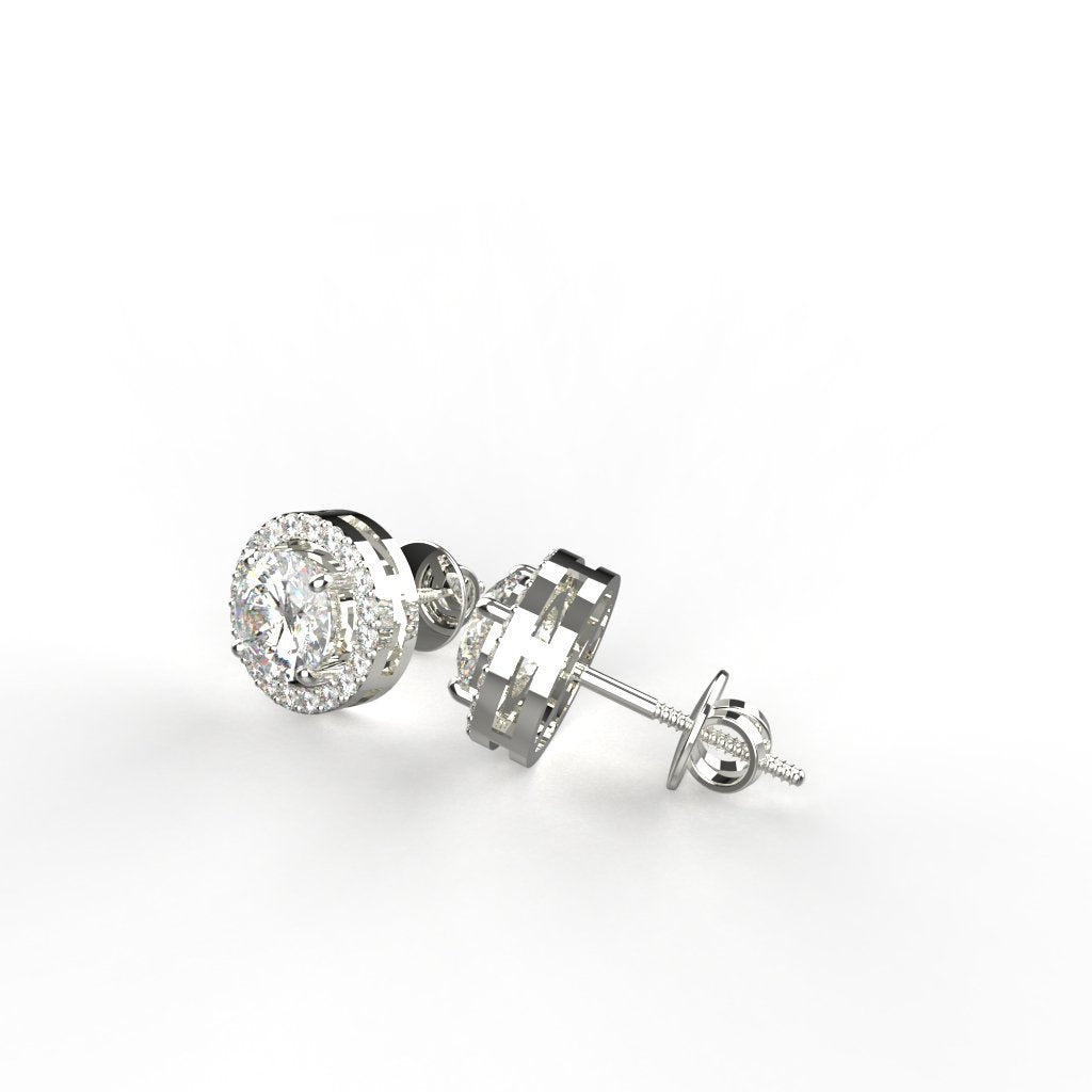 Avarta Sterling Silver 0.80 Carat Halo Solitaire Stud Earring For Girls &amp; Women