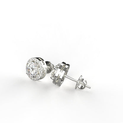 Avarta Sterling Silver 0.80 Carat Halo Solitaire Stud Earring For Girls &amp; Women
