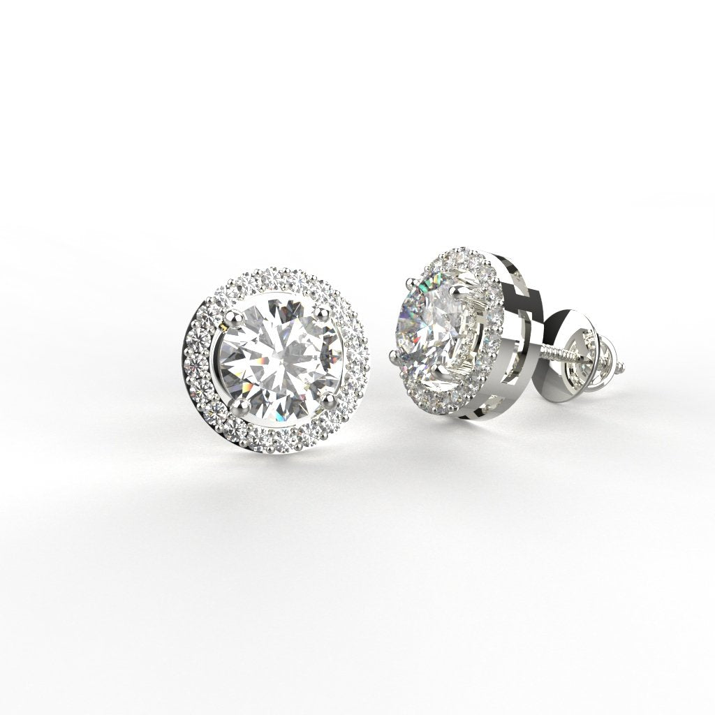 Avarta Sterling Silver 0.80 Carat Halo Solitaire Stud Earring For Girls &amp; Women