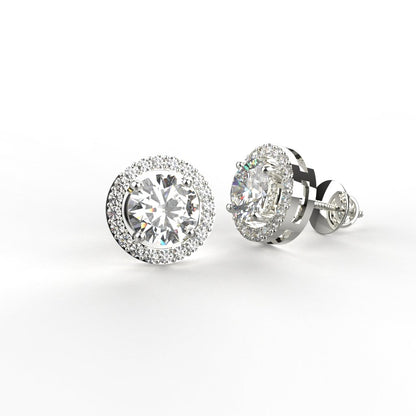 Avarta Sterling Silver 0.80 Carat Halo Solitaire Stud Earring For Girls &amp; Women