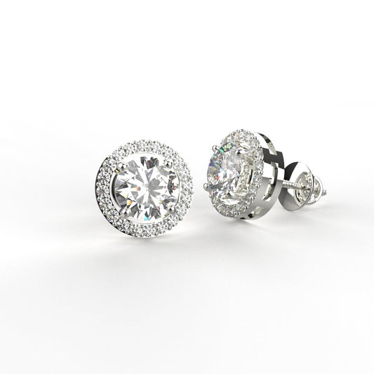 Avarta Sterling Silver 0.80 Carat Halo Solitaire Stud Earring For Girls &amp; Women