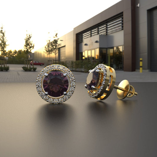 Avarta Sterling Silver 0.90 Carat Ruby Swarovski Halo Solitaire Earrings