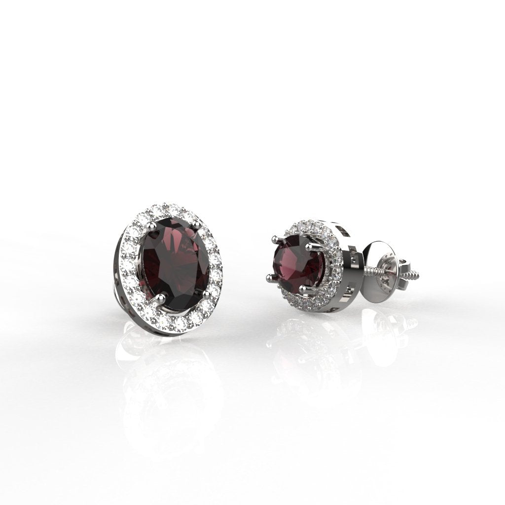 Avarta Jewellery 92.5 Sterling Silver Certified 1.25 Carat Each Natural Ruby Stud Earrings With 5A Grade American Diamonds For Girls &amp; Women