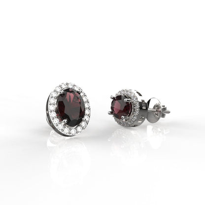 Avarta Jewellery 92.5 Sterling Silver Certified 1.25 Carat Each Natural Ruby Stud Earrings With 5A Grade American Diamonds For Girls &amp; Women