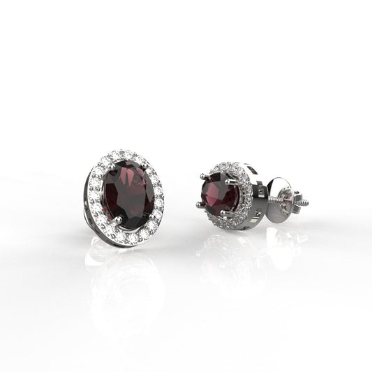 Avarta Jewellery 92.5 Sterling Silver Certified 1.25 Carat Each Natural Ruby Stud Earrings With 5A Grade American Diamonds For Girls &amp; Women