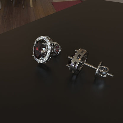Avarta Jewellery 92.5 Sterling Silver Certified 1.25 Carat Each Natural Ruby Stud Earrings With 5A Grade American Diamonds For Girls &amp; Women