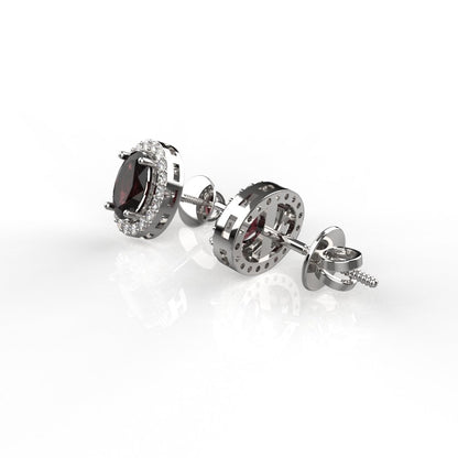 Avarta Jewellery 92.5 Sterling Silver Certified 1.25 Carat Each Natural Ruby Stud Earrings With 5A Grade American Diamonds For Girls &amp; Women