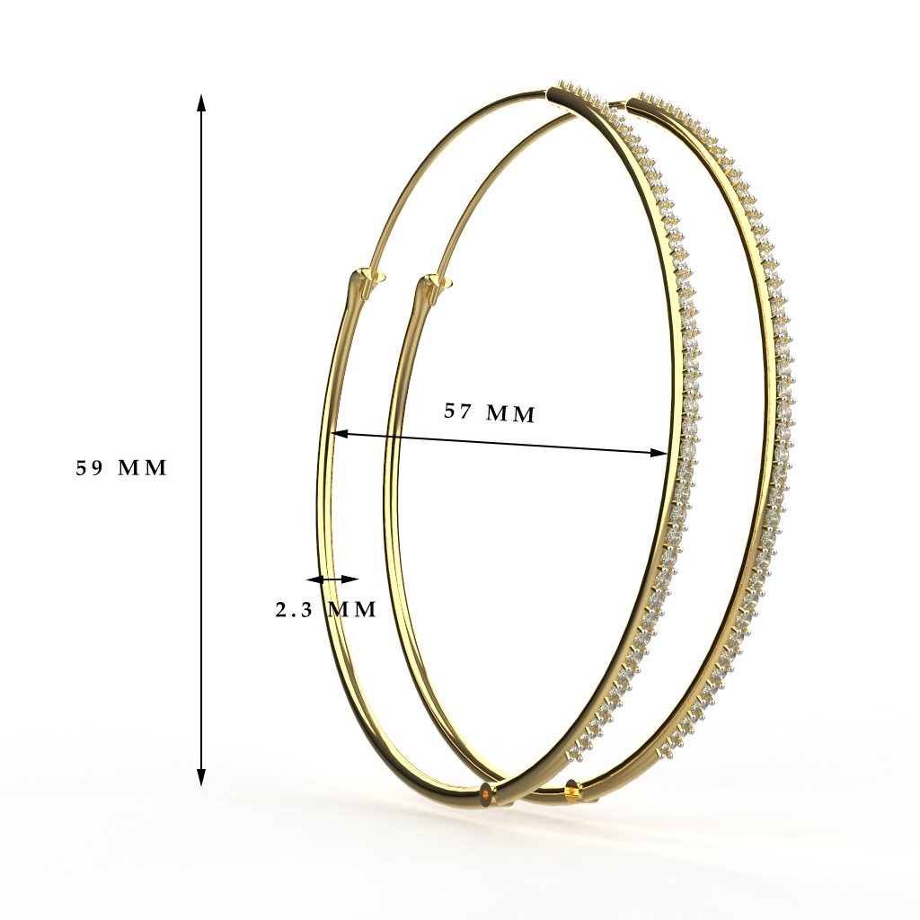 Avarta Jewellery 18k Gold & Certified Diamond Long Hoop Earrings For Girls & Women