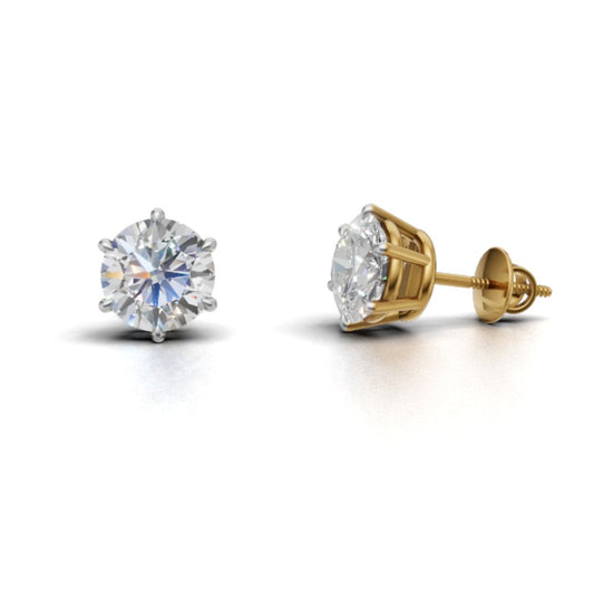 Avarta Jewellery 92.5 Sterling Silver 2 Carat Each Solitaire Stud Earrings