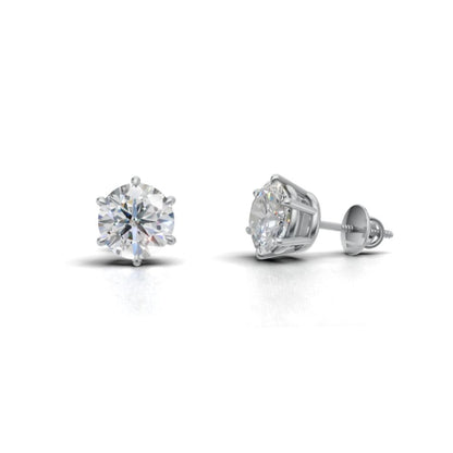 Avarta Jewellery 92.5 Sterling Silver 2 Carat Each Solitaire Stud Earrings