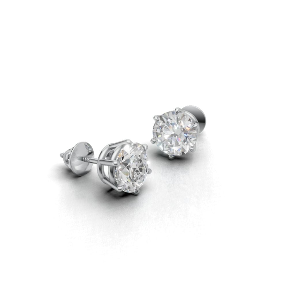 Avarta Jewellery 92.5 Sterling Silver 2 Carat Each Solitaire Stud Earrings