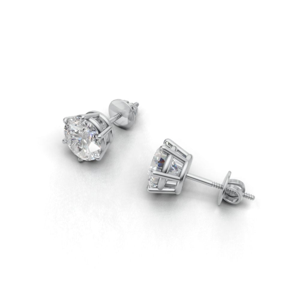 Avarta Jewellery 92.5 Sterling Silver 2 Carat Each Solitaire Stud Earrings