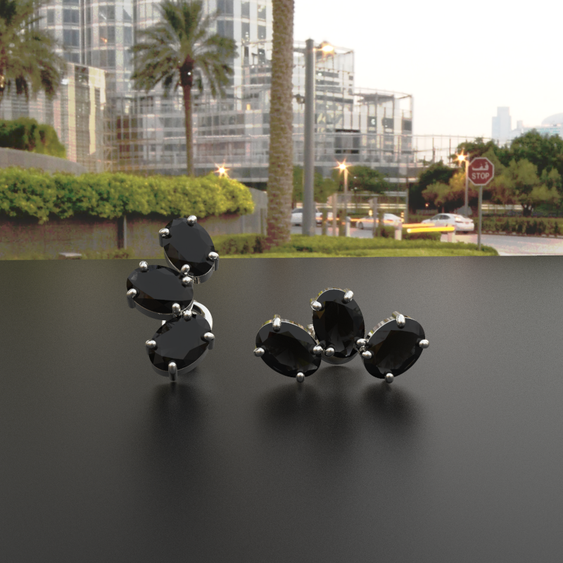 Avarta Jewellery 92.5 Sterling Silver Black American Diamond Solitaire Studs Earrings for Girls &amp; Women