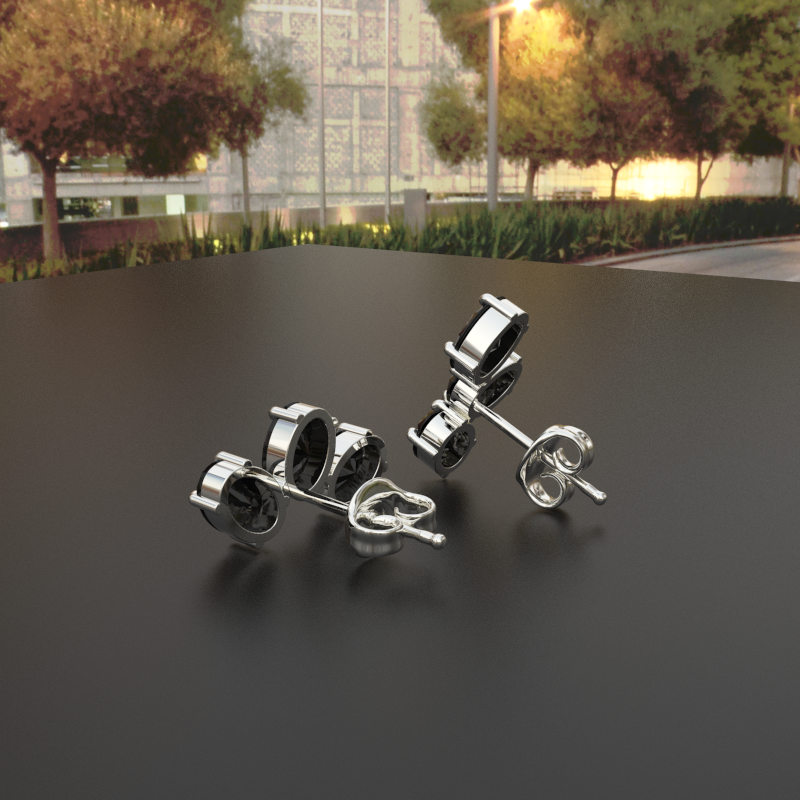 Avarta Jewellery 92.5 Sterling Silver Black American Diamond Solitaire Studs Earrings for Girls &amp; Women