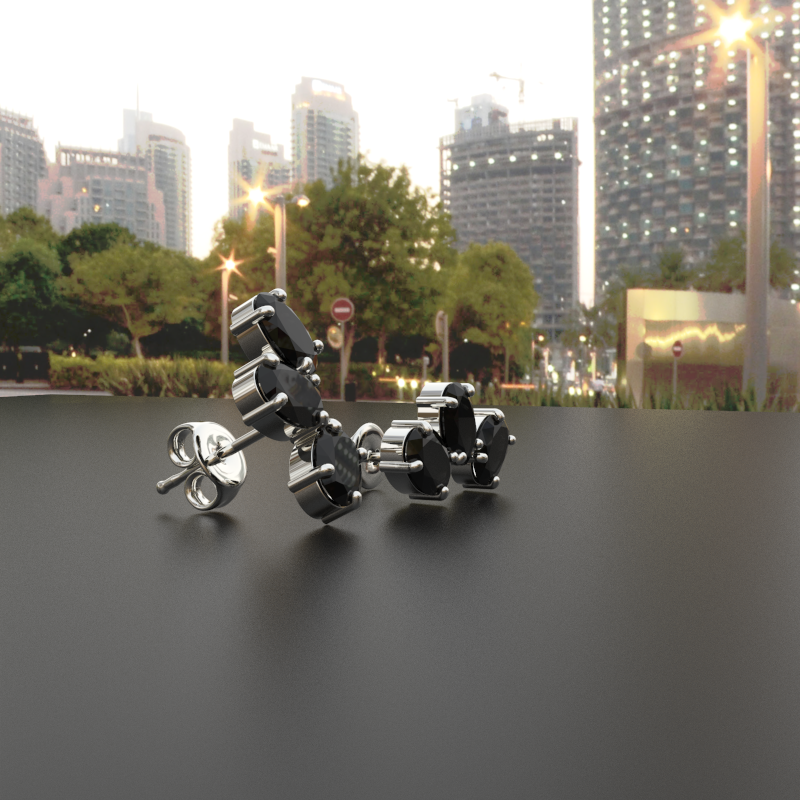 Avarta Jewellery 92.5 Sterling Silver Black American Diamond Solitaire Studs Earrings for Girls &amp; Women