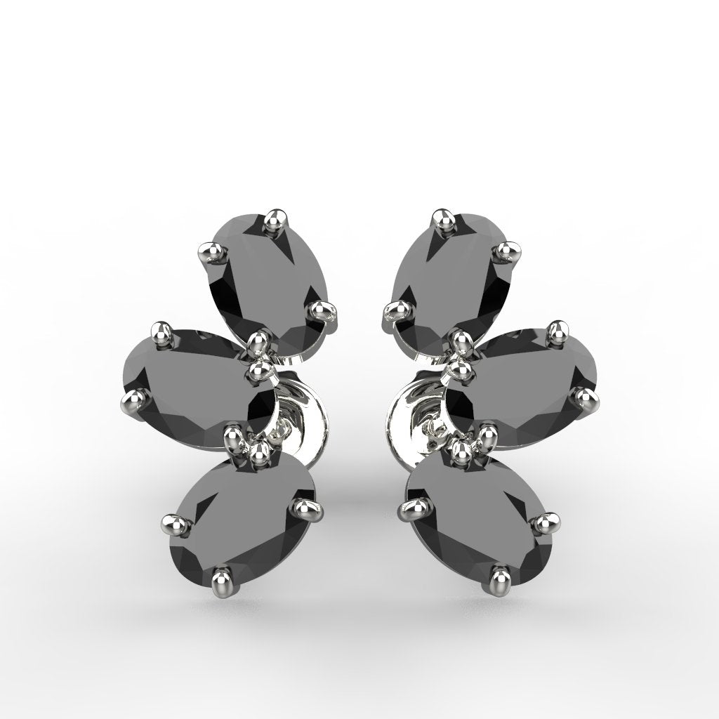 Avarta Jewellery 92.5 Sterling Silver Black American Diamond Solitaire Studs Earrings for Girls &amp; Women