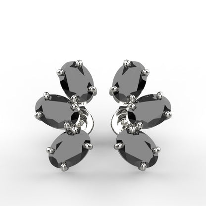 Avarta Jewellery 92.5 Sterling Silver Black American Diamond Solitaire Studs Earrings for Girls &amp; Women