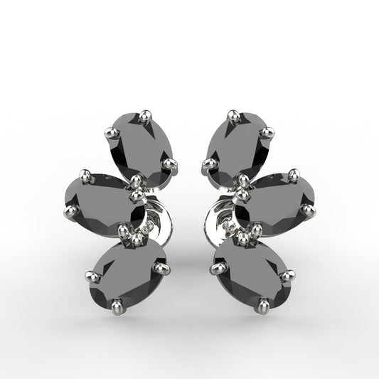 Avarta Jewellery 92.5 Sterling Silver Black American Diamond Solitaire Studs Earrings for Girls &amp; Women