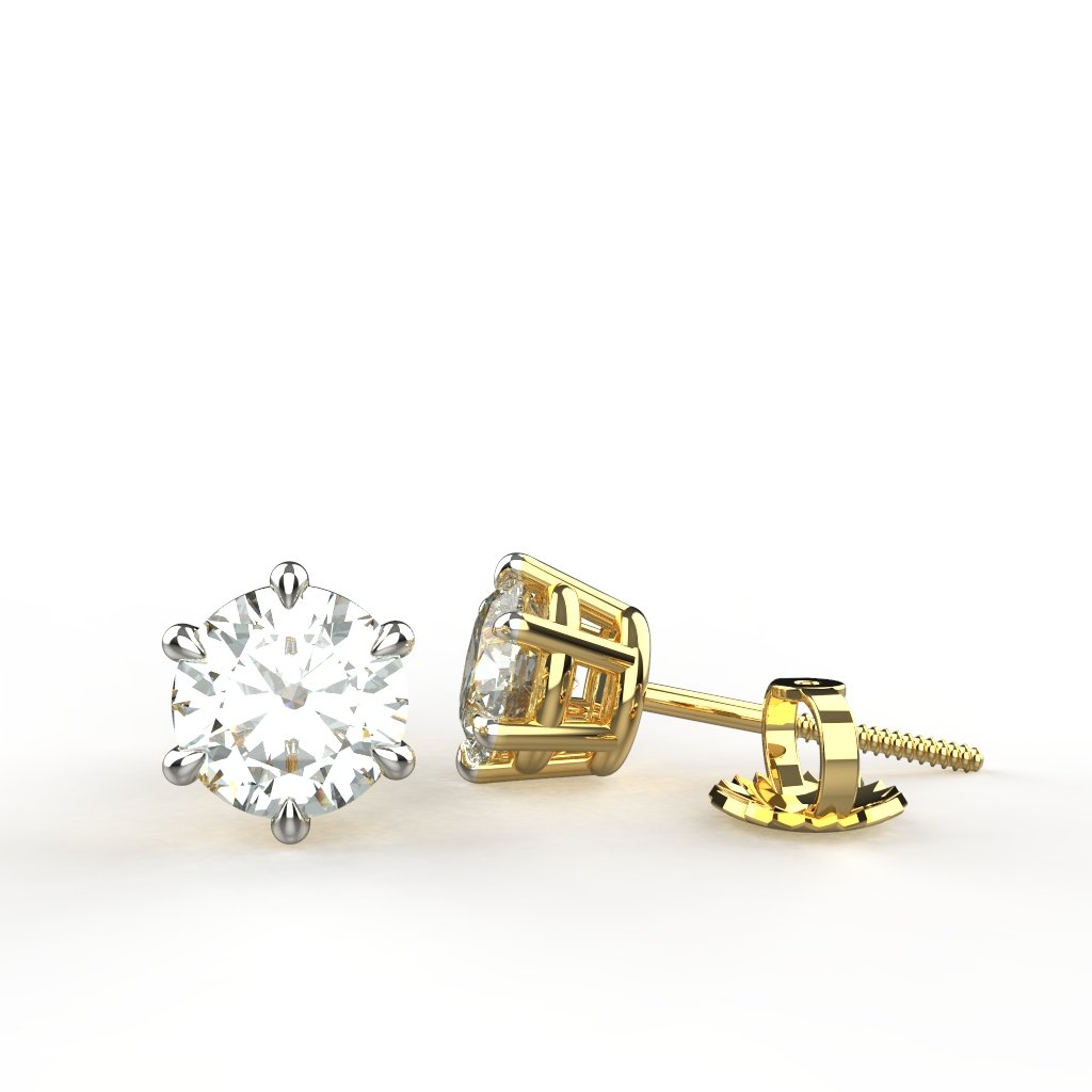 Avarta Jewellery 92.5 Sterling Silver American Diamond 0.80 Carat Each Solitaire Gold Plated Stud Earrings for Girls &amp; Women