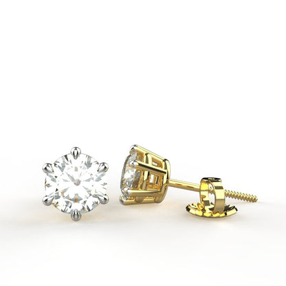 Avarta Jewellery 92.5 Sterling Silver American Diamond 0.80 Carat Each Solitaire Gold Plated Stud Earrings for Girls &amp; Women