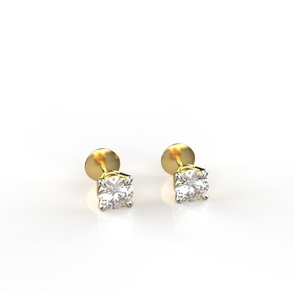 Avarta Jewellery Sterling Silver 25 Cents Each Solitaire Stud Earrings With White Gold Plating