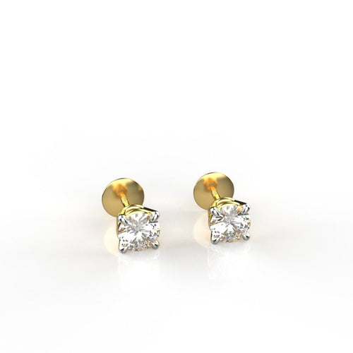 9K Gold 25 Cents Each Solitaire Studs Unisex Demi Fine Jewelry