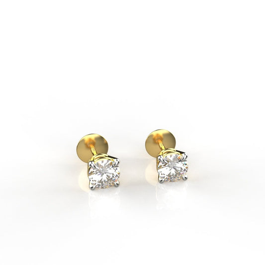 9K Gold 25 Cents Each Solitaire Studs Unisex Demi Fine Jewelry
