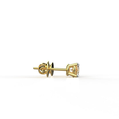 9K Gold 25 Cents Each Solitaire Studs Unisex Demi Fine Jewelry