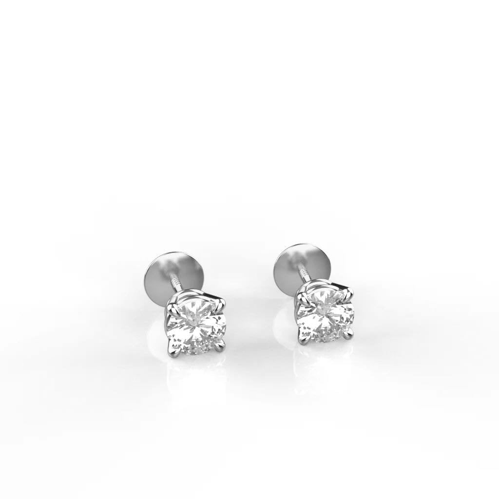 Avarta 18k Gold 50 Cents Each Lab Grown Diamond Solitaire Stud Earrings