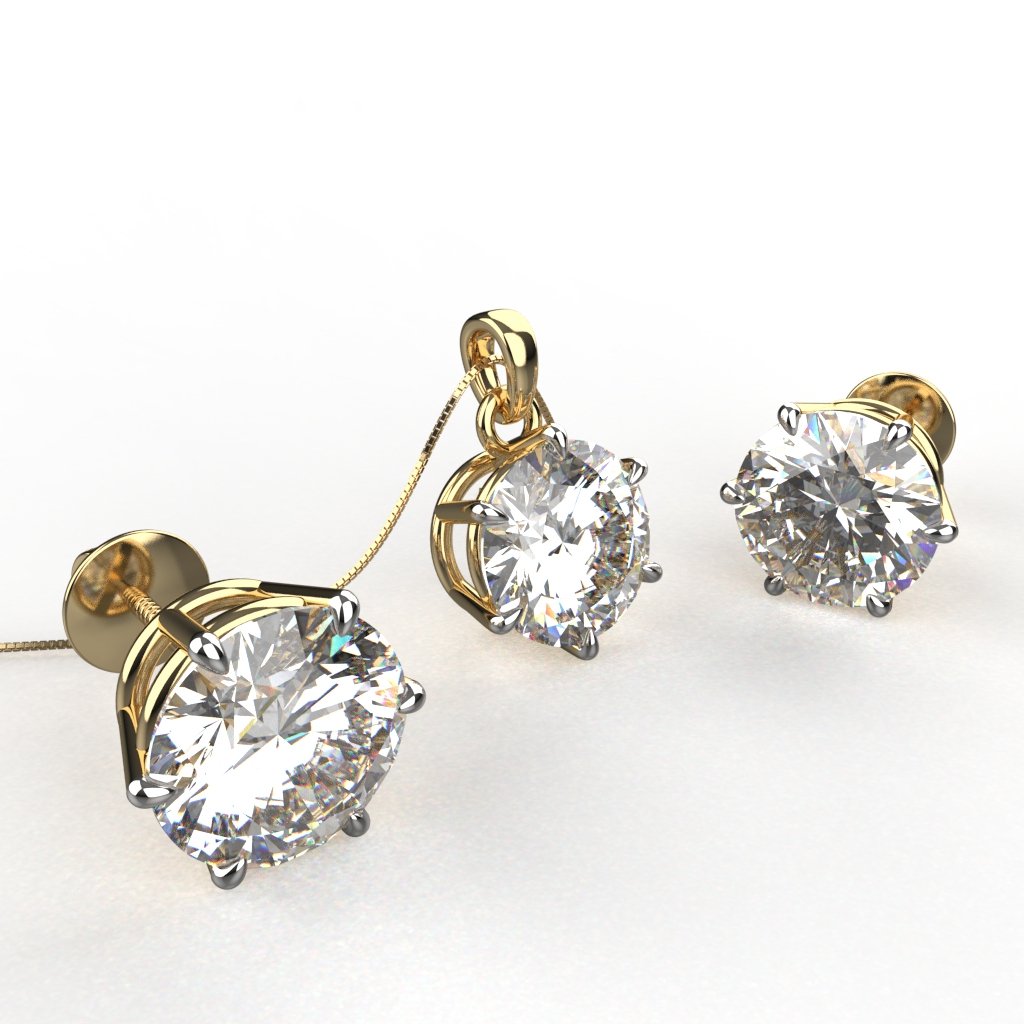 Avarta Jewellery Sterling Silver 3.80 Carat Each Solitaire Pendant Set Main image