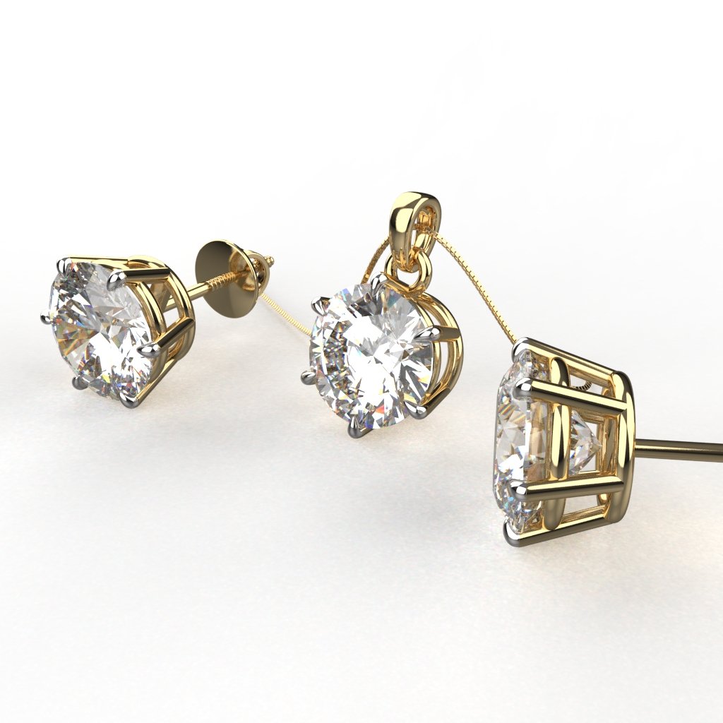 Avarta Jewellery 18k Gold 2 Carat Each Moissanite Pendant Set - Without Chain