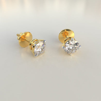 Avarta Sterling Silver 50 Cents Solitaire Stud Earrings