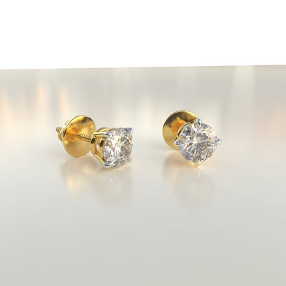 Avarta Sterling Silver 50 Cents Solitaire Stud Earrings