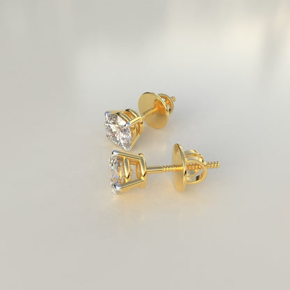 Avarta Sterling Silver 50 Cents Solitaire Stud Earrings