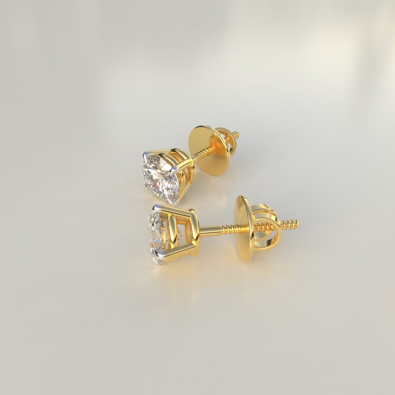 Avarta 18k Gold 50 Cents Each Lab Grown Diamond Solitaire Stud Earrings