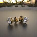 Avarta 18k Gold 50 Cents Each Solitaire Unisex Stud Earrings With Screw Back