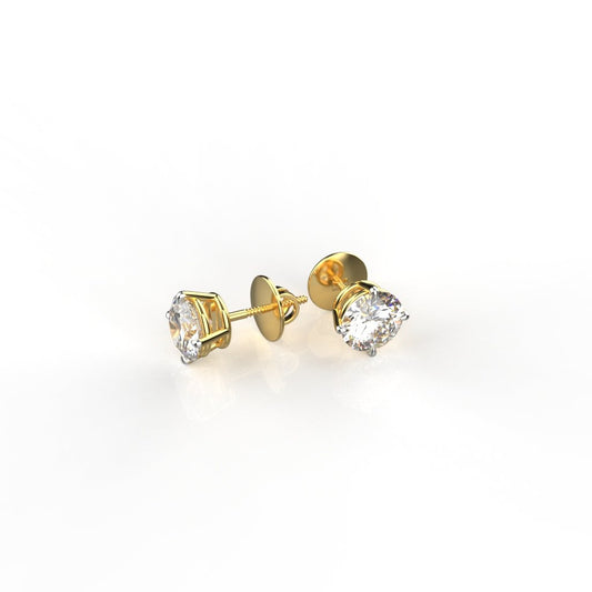 10K/14K/18K Gold 50 Cents Each Moissanite Solitaire Stud Earrings | Unisex Royal Minimalist Studs