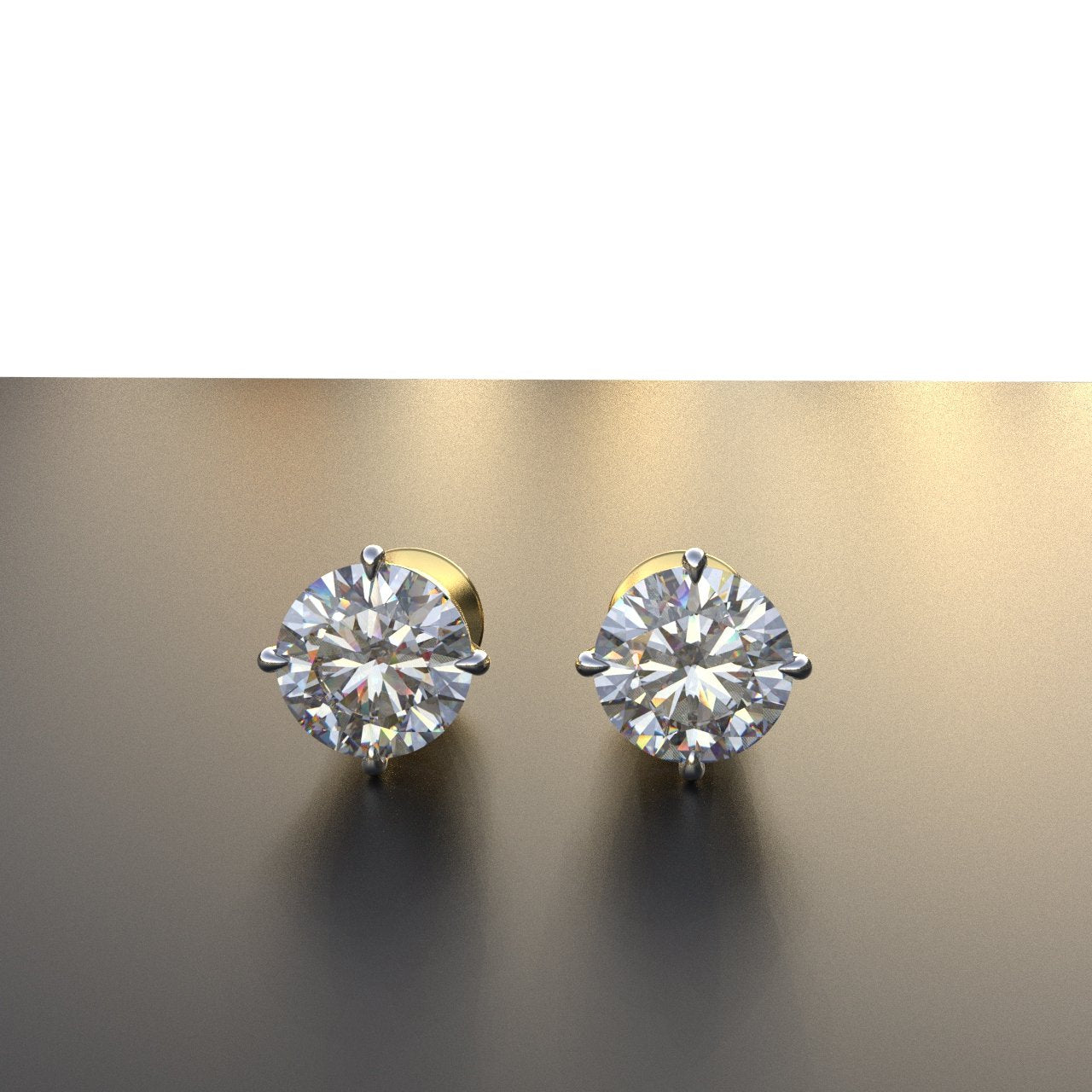 Avarta Gold 1 Carat Each Lab Grown Diamond Solitaire Stud Earrings