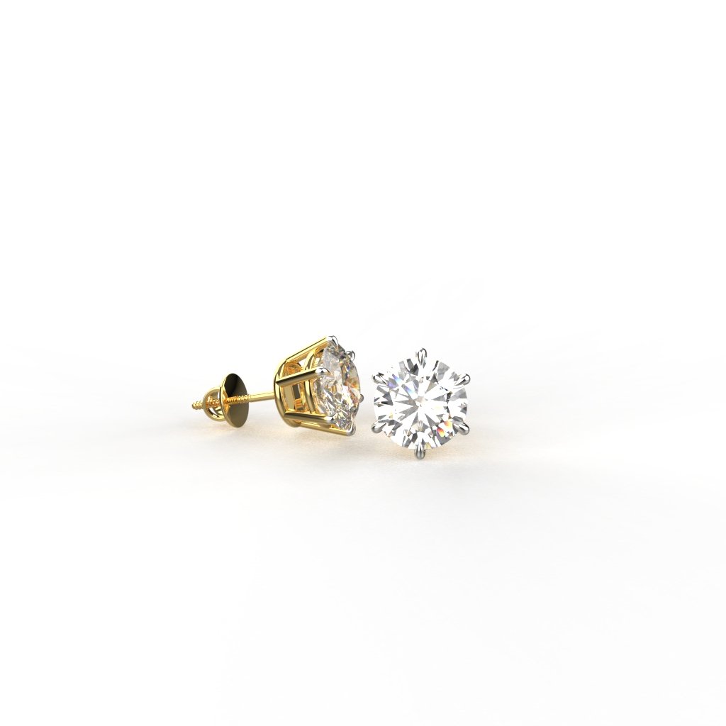 Avarta Jewellery 92.5 Sterling Silver 1.50 Carat Each Solitaire Stud Earrings With Gold Polish for Girls &amp; Women