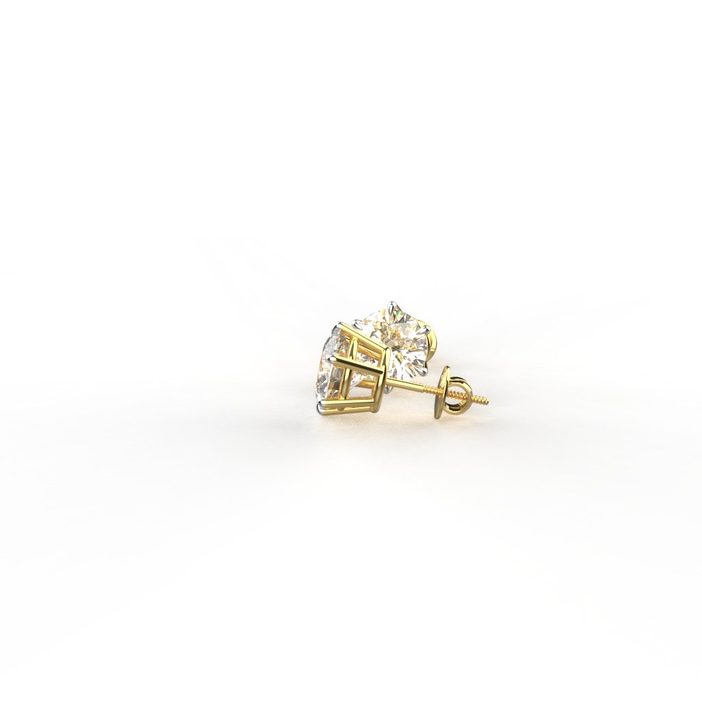 Avarta Jewellery 92.5 Sterling Silver 1.50 Carat Each Solitaire Stud Earrings With Gold Polish for Girls &amp; Women