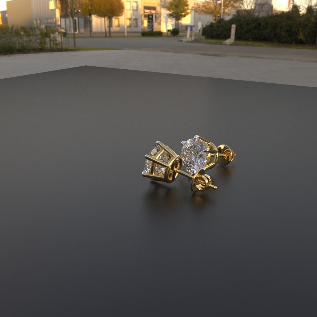 Avarta Jewellery 92.5 Sterling Silver 1.50 Carat Each Solitaire Stud Earrings With Gold Polish for Girls &amp; Women