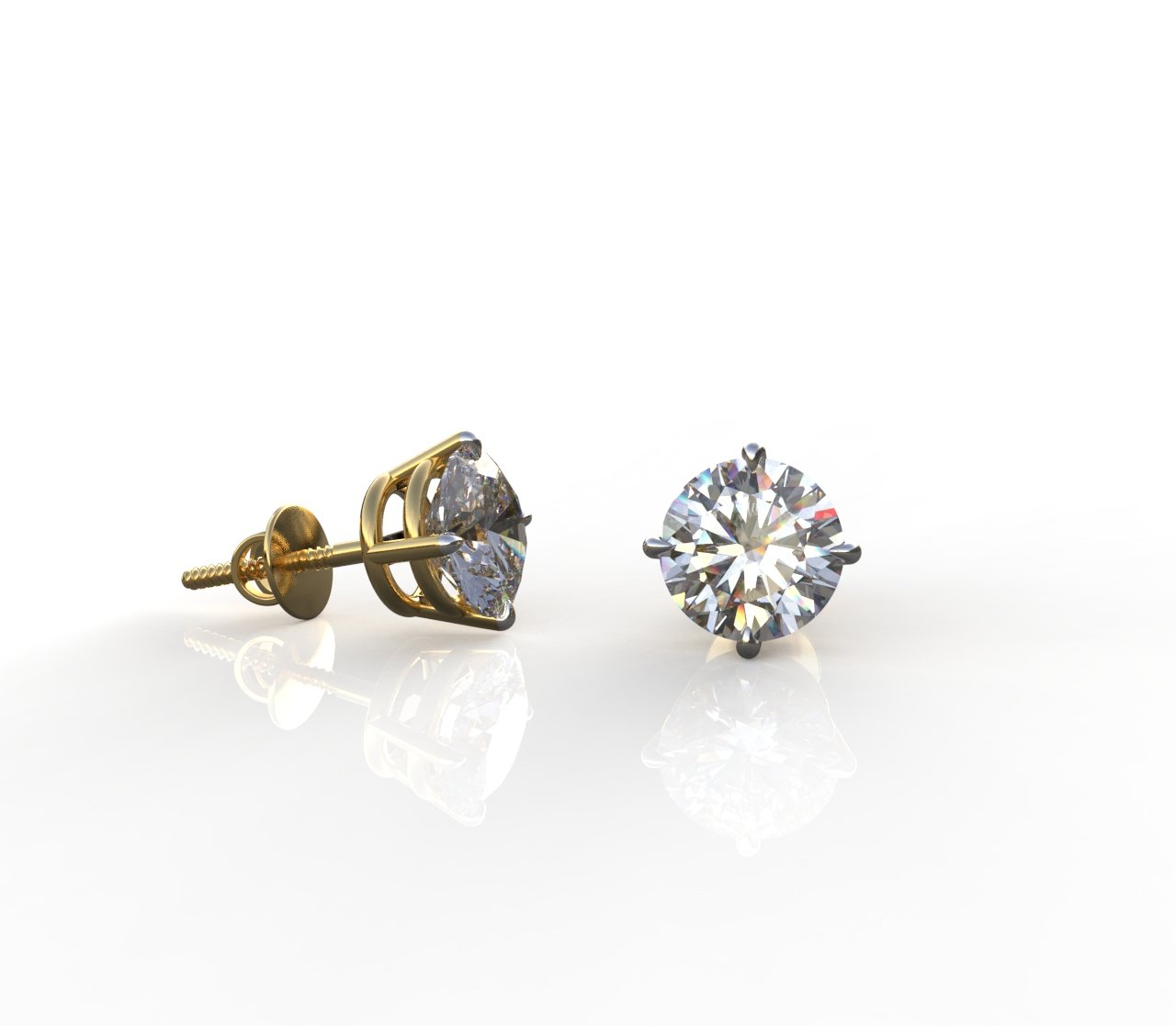 Avarta Jewellery 18k Gold 1.50 Carat Each Moissanite Solitaire Stud Earrings Main image