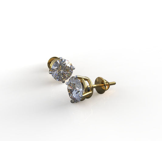 Avarta Jewellery Gold 1.50 Carat Each Moissanite Solitaire Stud Earrings