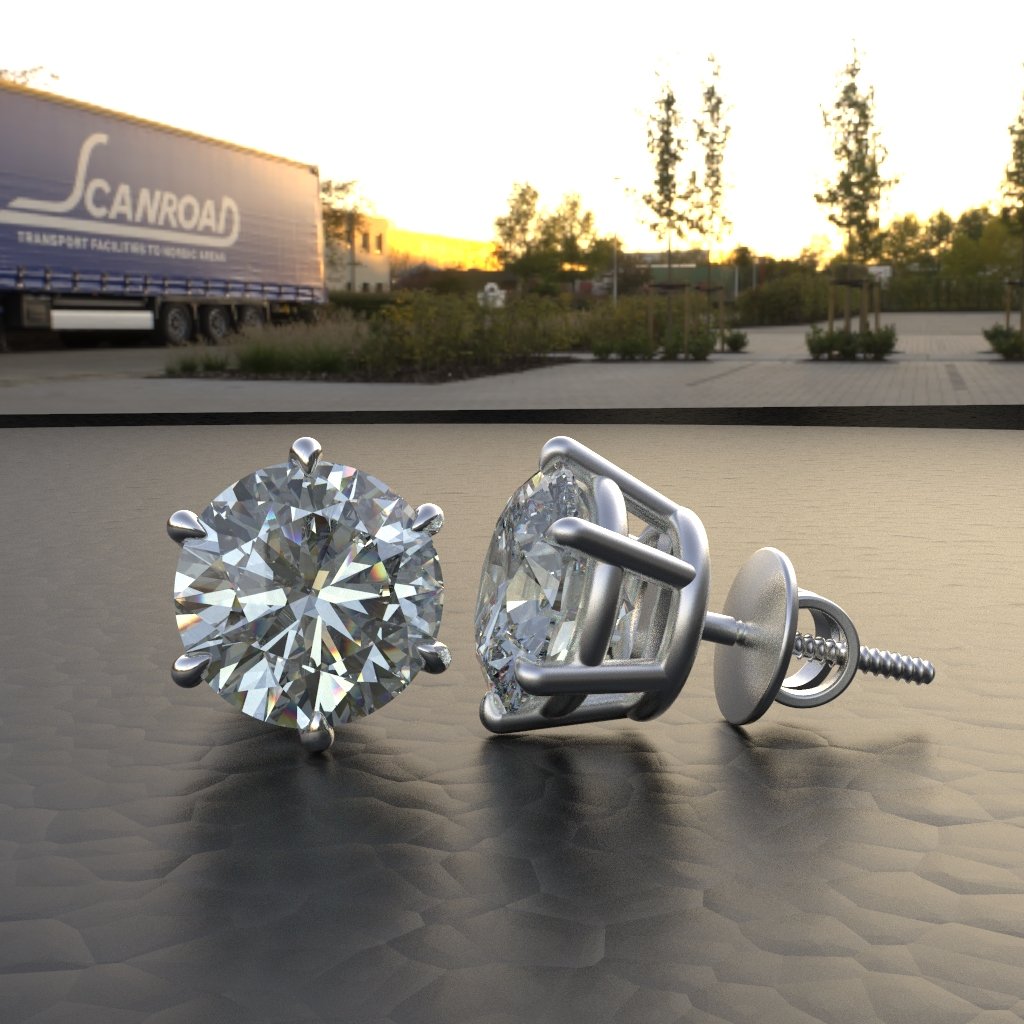 Avarta Jewellery 92.5 Sterling Silver 3.80 Carat Each Solitaire Stud Earrings