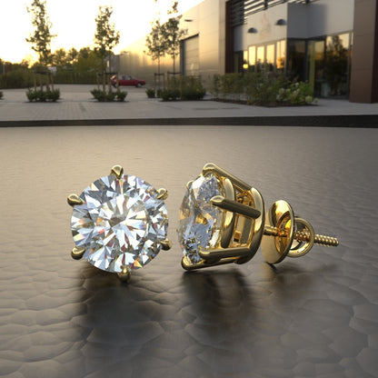 Avarta Jewellery 92.5 Sterling Silver 3.50 Carat Each Moissanite Solitaire Stud Earrings