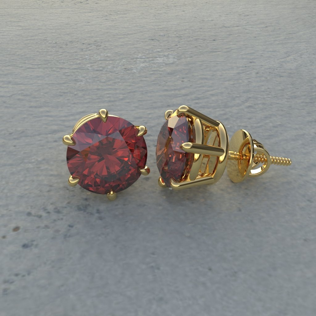 Avarta Jewellery 92.5 Sterling Silver 2.10 Carat Each Ruby Stud Earrings With Yellow Gold Polish for Girls &amp; Women