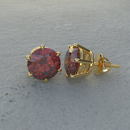 Avarta Jewellery 92.5 Sterling Silver 2.10 Carat Each Ruby Stud Earrings With Yellow Gold Polish for Girls &amp; Women