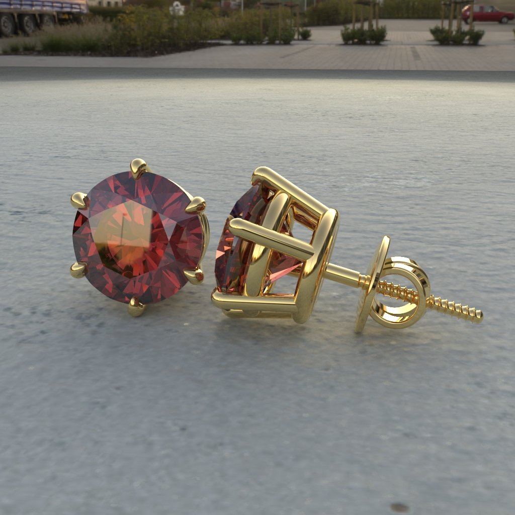 Avarta Jewellery 92.5 Sterling Silver 2.10 Carat Each Ruby Stud Earrings With Yellow Gold Polish for Girls &amp; Women