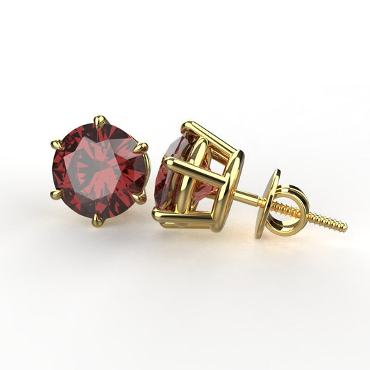 Avarta Jewellery 92.5 Sterling Silver 2.10 Carat Each Ruby Stud Earrings With Yellow Gold Polish for Girls &amp; Women
