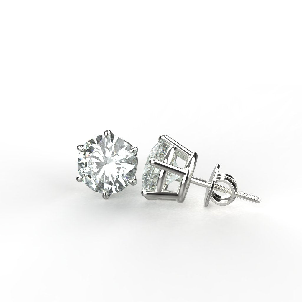 Avarta Jewellery 92.5 Sterling Silver 3.80 Carat Each Solitaire Stud Earrings